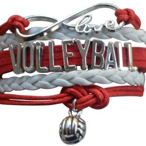 Girls Volleyball Bracelet - Red & White